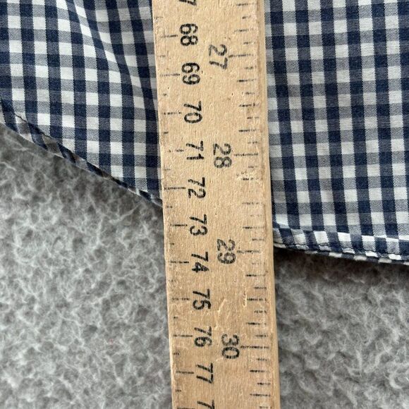 Billy Reid Men’s Standard Cut Button Down Shirt Medium Navy White Gingham Cotton - Picture 7 of 9